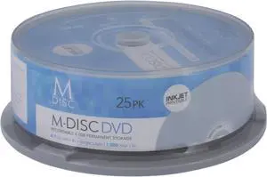 MDisc 4.7GB DVD Recordable Media - 25 Pack InkJet Printable Model MDIJ025C