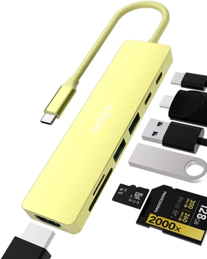 nusyn 7-in-1 USB C Hub with 4K@60Hz HDMI, 2 USB-A, 1 USB-C,100w PD Charging, SD 3.0 /TF 3.0 Card Reader, Compatible with MacBook Pro/Air/Neo, iPad Pro, iMac, iPhone 15-17 (Citrus) nusyn 7-in-1 USB C Hub with 4K@60Hz HDMI, 2 USB-A, 1 USB-C,100w PD Charging, SD 3.0 /TF 3.0 Card Reader, Compatible with MacBook Pro/Air/Neo, iPad Pro, iMac, iPhone 15-17 (Citrus)