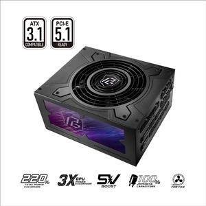 ASRock Phantom Gaming PG-1600G 1600W 80 PLUS GOLD & Cybenetics PLATINUM Full Modular Power Supply, ATX3.1 & PCIe5.1 Ready with Dual Color 12V-2x6 Cables(2pcs), 10 Years Warranty