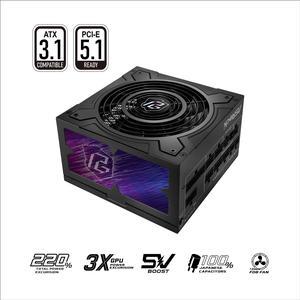 ASRock Phantom Gaming PG-1000G 1000W 80 PLUS GOLD & Cybenetics GOLD Full Modular Power Supply, ATX3.1 & PCIe5.1 Ready with Dual Color 12V-2x6 Cable, 10 Years Warranty