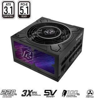 ASRock Phantom Gaming PG-1000G 1000W 80 PLUS GOLD & Cybenetics GOLD Full Modular Power Supply, ATX3.1 & PCIe5.1 Ready with Dual Color 12V-2x6 Cable, 10 Years Warranty