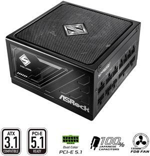 ASRock Steel Legend SL-1000G 1000W 80 PLUS GOLD & Cybenetics PLATINUM Full Modular Power Supply, ATX3.1 & PCIe5.1 Ready with Dual Color 12V-2x6 Cable, 10 Years Warranty