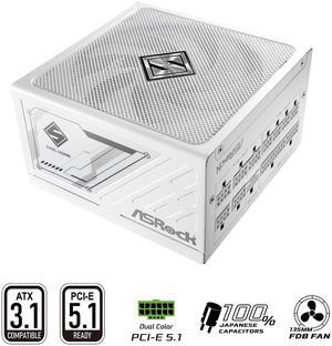 ASRock SL-1000GW 1000W 80 PLUS GOLD & Cybenetics PLATINUM Full Modular Power Supply, ATX3.1 & PCIe5.1 Ready with Dual Color 12V-2x6 Cable, 10 Years Warranty, White Edition