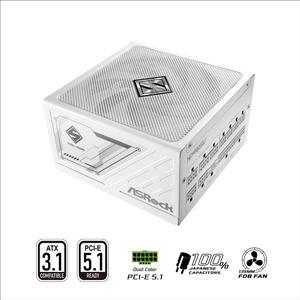 ASRock Steel Legend SL-850GW 850W 80 PLUS GOLD & Cybenetics PLATINUM Full Modular Power Supply, ATX3.1 & PCIe5.1 Ready with Dual Color 12V-2x6 Cable, 10 Years Warranty, White Edition
