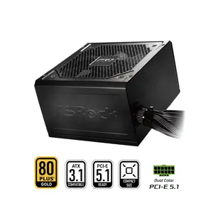 ASRock PRO Series PRO-850G 850 W ATX 3.1 Compatible 80 PLUS GOLD Certified Power Supply
