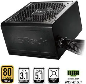 ASRock PRO Series PRO-750G 750 W ATX 3.1 Compatible 80 PLUS GOLD Certified Power Supply