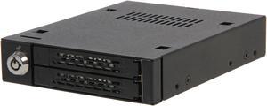 ICY DOCK Full Metal 2 Bay 2.5 SATA/SAS HDD & SSD Hot Swap Mobile Rack Enclosure for 3.5 Drive Bay - ToughArmor MB992SK-B