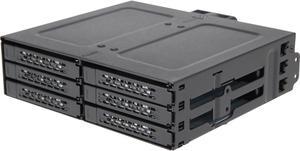 Icy Dock MB608SP-B | Rugged Full Metal 6 Bay 2.5" SATA HDD & SSD Removable Drive Enclosure Backplane Cage for 5.25" Bay | Tough Armor