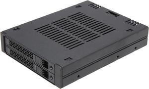 ICY DOCK ExpressCage MB742SP-B 2 x 2.5" SAS/SATA HDD/SSD Mobile Rack for External 3.5" Bay - Comparable to Tray-less Design