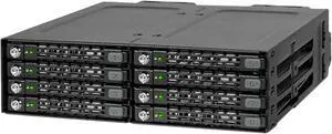 Icy Dock MB998SK-B | Rugged Full Metal 8 Bay 2.5" SATA HDD & SSD (5 - 7mm) Backplane Cage with Locking Trays for External 5.25" Bay | ToughArmor
