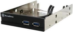 Aluminum front panel 2X USB 3.0 ports with 3.5" to 2X 2.5" bay converter device, Black