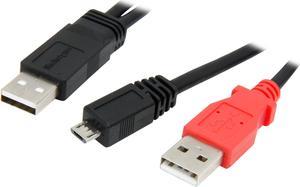 StarTech.com USB2HAUBY1 Black 1 ft USB Y Cable for External Hard Drive