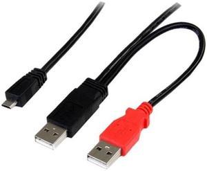 StarTech USB2HAUBY3 Black 3 ft USB Y Cable for External Hard Drive