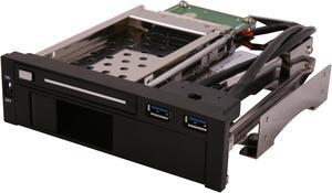 5.25" Dual Bay Mobile Rack for both 2.5" and 3.25" SATA HDD, Plus 2 USB 3.0 Ports