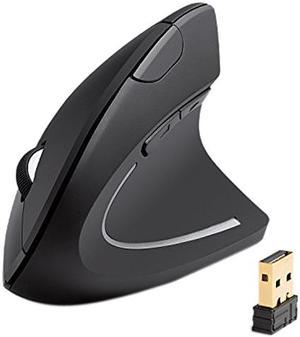 Anker 2.4G Wireless Vertical Ergonomic Optical Mouse, 800 / 1200 /1600 DPI, 5 Buttons for Laptop, Desktop, PC, Macbook - Black