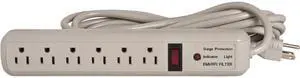Strip Surge Protectors,1080 Joules,6 Outlets,15' Cord,Putty CCS25103