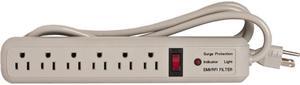Strip Surge Protector,1080 Joules, 6 Outlets, 6' Cord, Putty CCS25102