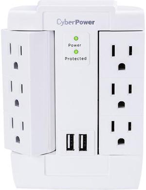 CyberPower CSP600WSURC2 6-Outlet Swivel Professional Surge Protector Wall Tap with 2 USB Ports