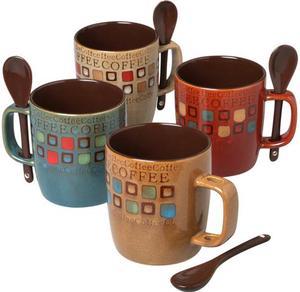 Mr. Coffee 8-Piece Cafe Americano Mug Set with Spoons