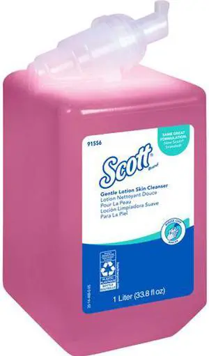 Scott Essential (formerly Kleenex) Gentle Lotion Skin Cleanser (91556), Floral, Pink, 1.0 L, 6 Packages / Case - Same Kleenex quality, now Scott branded