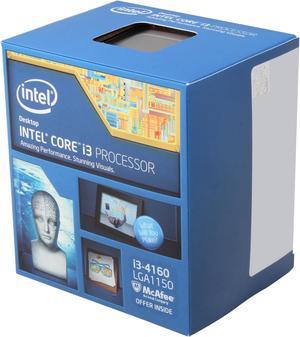 Intel Core i3-4160 - Core i3 4th Gen Haswell Dual-Core 3.6 GHz LGA 1150 54W Intel HD Graphics 4400 Desktop Processor - BX80646I34160