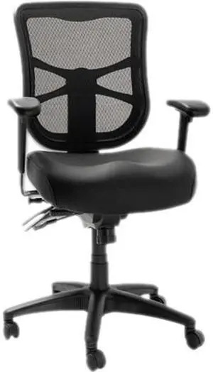 Alera Elusion Series Mesh Mid-Back Multifunction Chair Black Leather EL4215