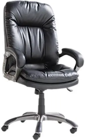 Executive Swivel/tilt Leather High-Back Chair, Fixed Arched Arms, Black