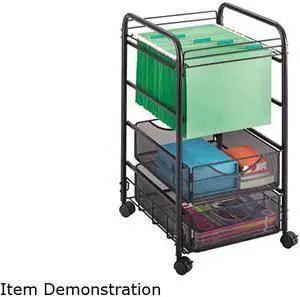 Safco Onyx Mesh Open Mobile File Two-Drawers 15-3/4w x 17d x 27h Black 5215BL