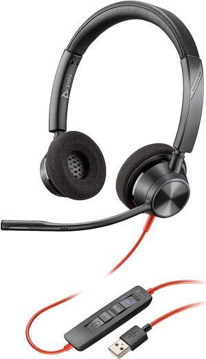 Poly - Blackwire 3320 - Wired, Dual-Ear (Stereo) Headset with Boom Mic - USB-A to Connect to Your PC, Mac or Cell Phone - Works with Teams (Certified), Zoom & More
