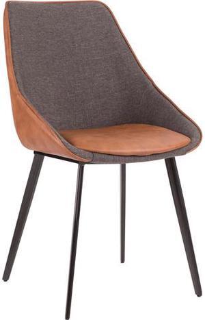 Marche Contemporary Two-Tone Chair in Brown Faux Leather and Grey Fabric by LumiSource - Set of 2