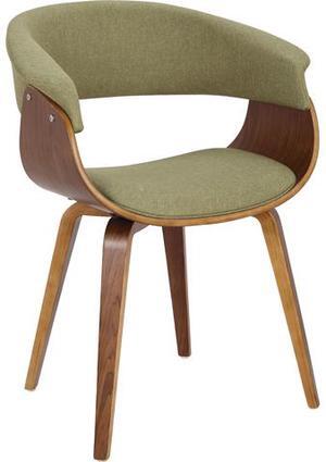 Vintage Mod Mid-Century Modern Dining/Accent Chair in Walnut and Green by LumiSource