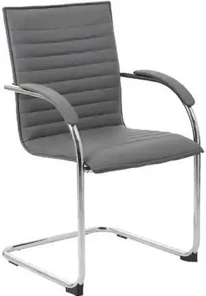 Boss Chrome Frame, Grey Vinyl Side Chair, 2 pack