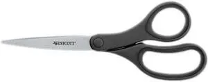 Westcott KleenEarth Basic Plastic Handle Scissors 8" Long Pointed Black 15583