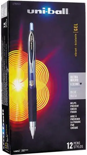 UNI-BALL 1790923 207 Signo Gel Ultra Micro Gel Pen, Extra-Fine 0.38 mm, Blue,