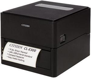 Citizen CL-E300XUBNNA CL-E300 Series Compact LAN-as-standard Direct Thermal Barcode and Label Printer – USB/LAN/Serial – Black