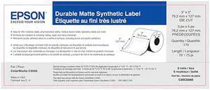 EPSON MEDIA FOR C3500 3X5 DIE CUT MATTE SYNTH LBL  PK OF 6 170 LABLESROLL SOLD BY CASE