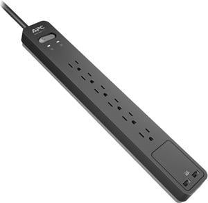 APC SurgeArrest Essential 1080 Joules, 6 Feet Cord with 2 USB Charging Ports (Black) PE6U2