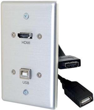 C2G/Cables to Go 39874 HDMI and USB Pass Through Single Gang Wall Plate, Brushed Aluminum