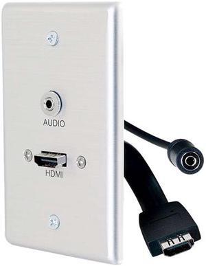 C2G/Cables to Go 39871 HDMI and 3.5mm Audio Pass Through Single Gang Wall Plate, Brushed Aluminum