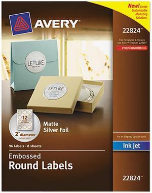 Avery Round Labels 2" dia Silver Foil 96/Pack 22824