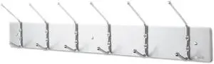 Safco 4162 Metal Wall Rack, Six Ball-Tipped Double-Hooks, 36 W x 3-3/4 D x 7 H, Chrome