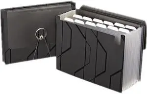 Pendaflex Sliding Cover Expanding File 13 Pockets 1/6 Tab Letter Black 02327