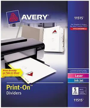 Avery Customizable Print-on Dividers, 5-Tab, Letter, 5 Sets 11515