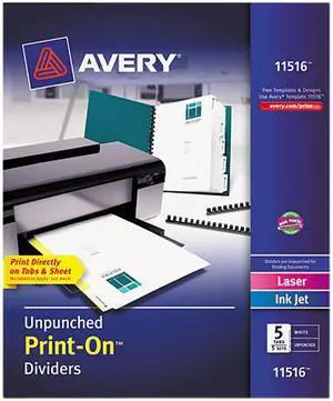 Avery Customizable Print-On Dividers 5-Tab Letter 5 Sets 11516
