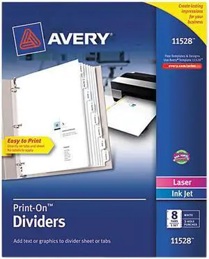 Avery Customizable Print-on Dividers, 8-Tab, Letter 11528