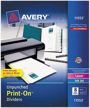 Avery Customizable Print-On Dividers 8-Tab Letter 5 Sets 11553