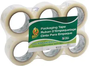 Duck Commercial Grade Packaging Tape, 2" x 2, 1.88" x 110 yds, Clear, 3" Core, 6/Pack