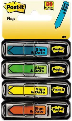 Post-it Assorted Color Sign & Date Flags - 6 ST/BX