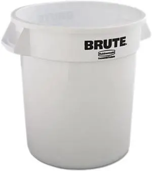 Rubbermaid Commercial Round Brute Container, Plastic, 10 Gal, White 2610WHI
