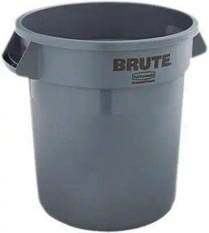 Round Brute Container, Plastic, 10 gal, Gray 2610 GRA